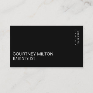 Cartão De Visita Lista de Estilos de Cabelo Negro e Branco minimali