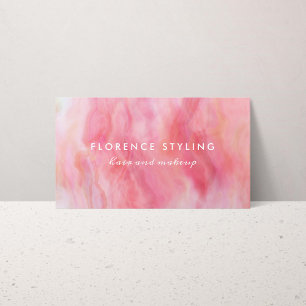 Cartão De Visita Lista de Estilos do Cabelo de Aquarela Rosa Pêsse