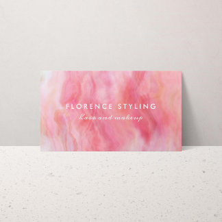 Cartão De Visita Lista de Estilos do Cabelo de Aquarela Rosa Pêsseg