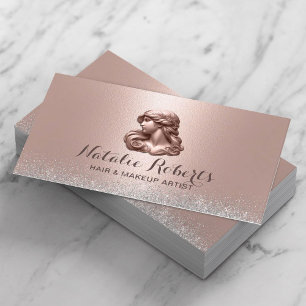 Cartão De Visita Lista de Estilos do Logotipo de Beleza 3D Dourado