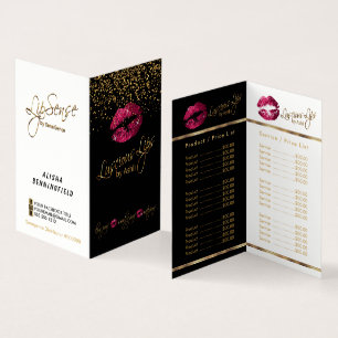 Cartão De Visita Lista de Serviços e Preços de Lip de Confetti, R