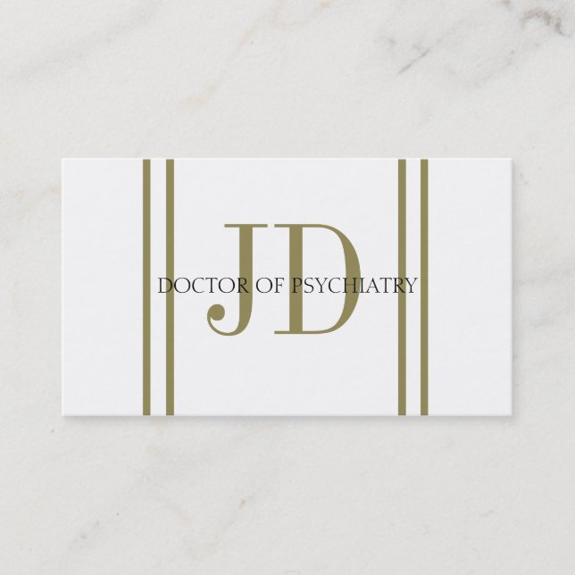 Cartão De Visita Listra Dourado W/W de Vert do psiquiatra (Frente)