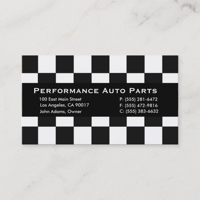 Cartão De Visita Listra preta das peças de automóvel (Frente)