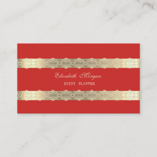 Cartão De Visita Listrado moderno, Dourado luxuoso elegante, laço,
