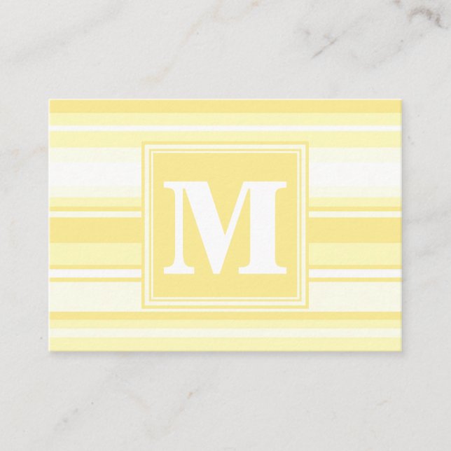 Cartão De Visita Listras amarelas de limão monograma (Frente)