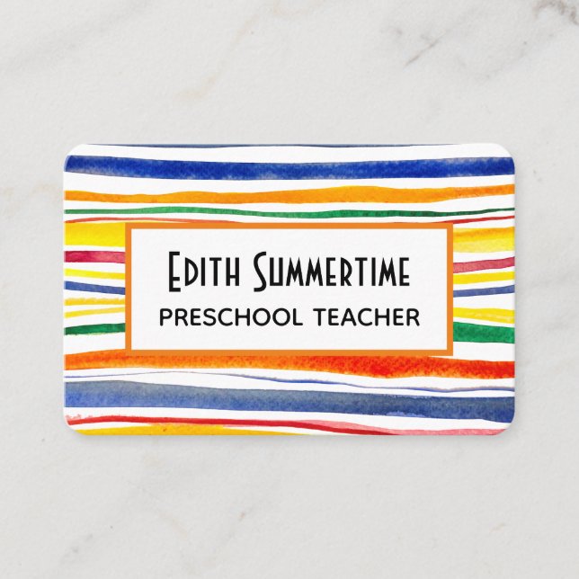 Cartão De Visita listras coloridas (Frente)