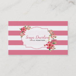 Cartão De Visita Listras Cor-De-Rosa E Brancas