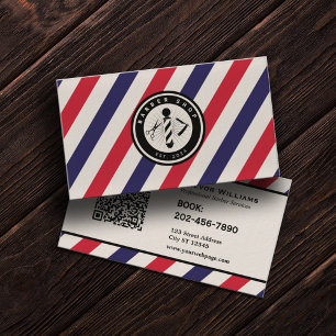 Cartão De Visita Listras de barbearia logo de barbearia