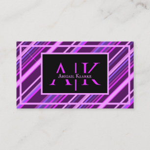 Cartão De Visita Listras de Lilás Roxo Design Dinâmico Elegante