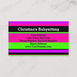 Cartão De Visita Listras de neon rosa e verde