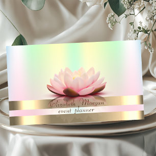 Cartão De Visita Listras Douradas Elegantes Holográficas Íris Lotus