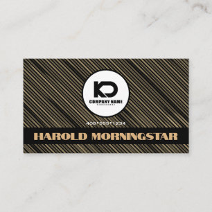 Cartão De Visita Listras Douradas Modernas Qr e Logotipo