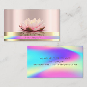 Cartão De Visita Listras Douradas Ombre Holográfico Rosa Dourado Ló