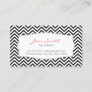 Cartão De Visita Listras elegantes de Chevron do instrutor da ioga