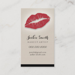 Cartão De Visita Listras elegantes do Pin de Tan com lábios