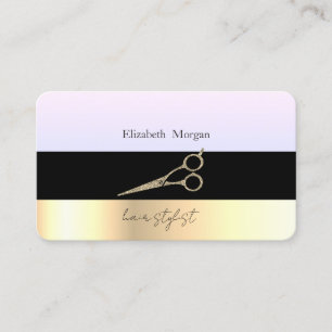 Cartão De Visita Listras Elegantes Modernas Preto,Dourado,Tesoura