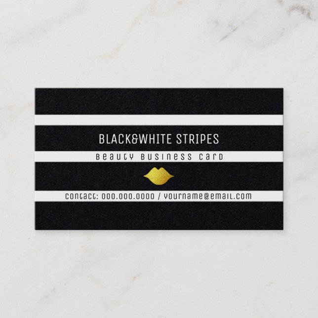 Cartão De Visita listras negras e brancas beleza moderna (Frente)