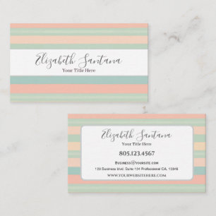 Cartão De Visita Listras Verde e Pêssego sem som