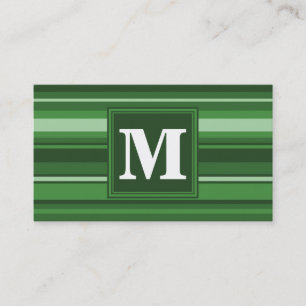 Cartão De Visita Listras verdes do monograma