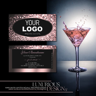 Cartão De Visita Literatura e logotipo Dourados Rosa preto Luxurios