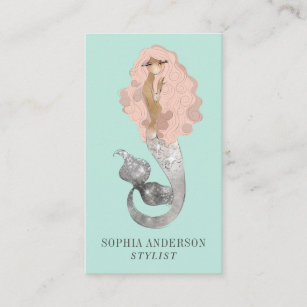 Cartão De Visita Litoral feminino da sereia à moda