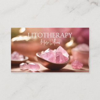 Cartão De Visita Litoterapia e cálculos cor-de-rosa pedras rosa qua
