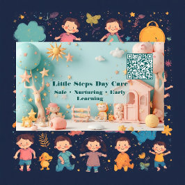 Cartão De Visita Little Steps Day Care Small Business QR Code 