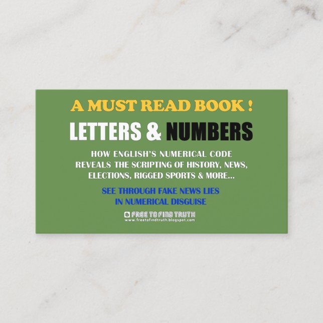 Cartão De Visita Livre para encontrar a verdade/letras & os números (Frente)