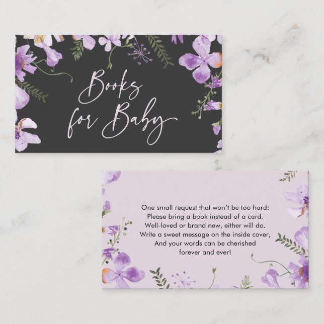 Cartão De Visita Livros de Jardinagem Floral Roxos Únicos para Cart (Frente/Verso)
