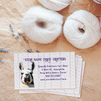 Cartão De Visita Llama Yarn Shop Fiber Seller