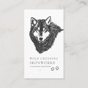 Cartão de Visita Lobo Desenho Vintage