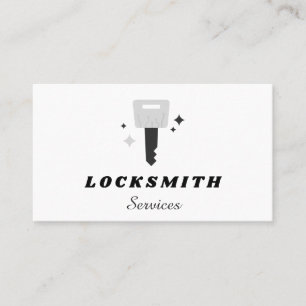 Cartão De Visita Locksmith Services Chave de Cinza e Sparkle Classi