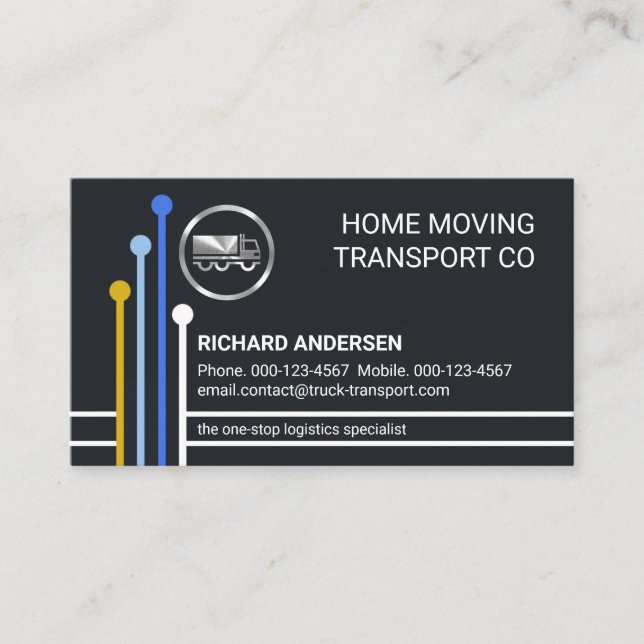 Cartão De Visita Logistics Transport Route Lines Trucker (Frente)