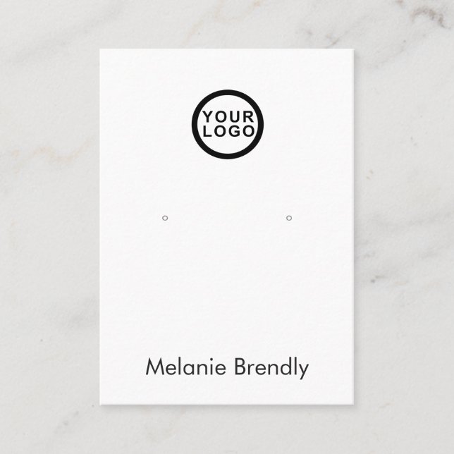 Cartão De Visita Logo Black White Jewelry Earring Display (Frente)