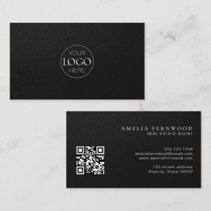 Cartão De Visita Logo Código QR de Imóveis em Couro Luxuoso