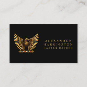 Cartão De Visita Logo da Barbearia Luxury Golden Eagle Hair Stylist