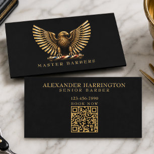 Cartão De Visita Logo da Barbearia Luxury Golden Eagle Hair Stylist