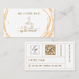 Cartão De Visita LOGO de Artesão Moderno código QR Café