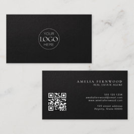 Cartão De Visita Logo | Luxury Leather Real Estate QR Code