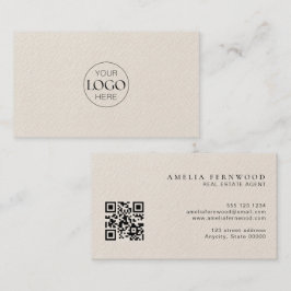 Cartão De Visita Logo | Luxury Leather Real Estate QR Code