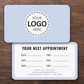 Cartão De Visita Logo Upload Modern Simple Appointment Baby Blue