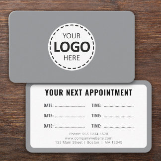 Cartão De Visita Logo Upload Modern Simple Appointment Gray