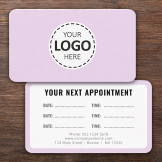 Cartão De Visita Logo Upload Modern Simple Appointment Lavender