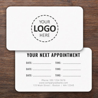 Cartão De Visita Logo Upload Modern Simple Appointment White