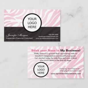 Cartão De Visita Logotipo Adicione Zebra Rosa