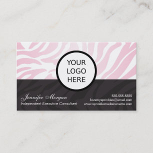 Cartão De Visita Logotipo Adicione Zebra Rosa