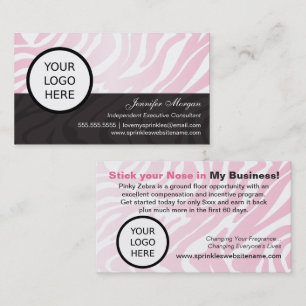 Cartão De Visita Logotipo Adicione Zebra Rosa