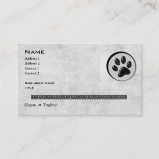 Cartão De Visita Logotipo animal veterinário com pata preto e