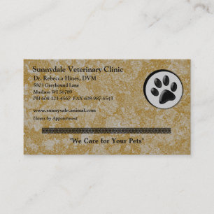 Cartão De Visita Logotipo animal veterinário com pata preto e