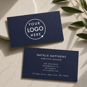 Cartão De Visita Logotipo azul do marinho   Empresa profissional mi